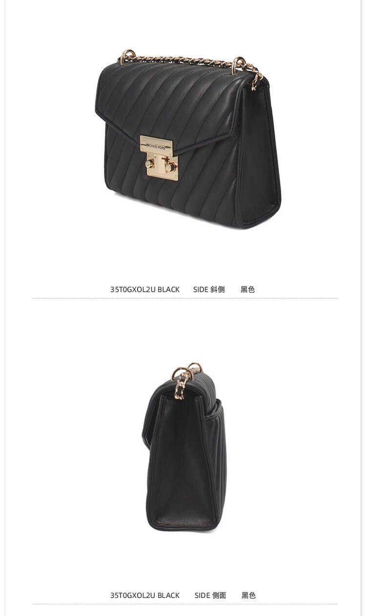 商品Michael Kors|Michael Kors 奥莱款 ROSE中号女士人造皮革单肩斜挎包35T0GXOL2U-BLACK,价格¥1298,第4张图片详细描述