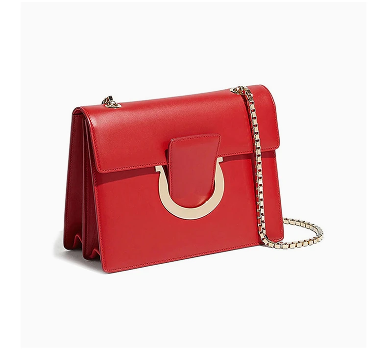商品[国内直发] Salvatore Ferragamo|Salvatore Ferragamo 菲拉格慕 女士红色小牛皮单肩包 21-G671-677218,价格¥6652,第5张图片详细描述