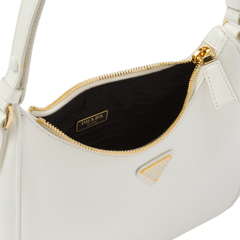 商品Prada|PRADA/普拉达 22新款 女士mini白色saffiano皮革阴影纹理金色徽标单肩腋下流浪包1BC204_NZV_F097W_V_JOO,价格¥14343,第5张图片详细描述