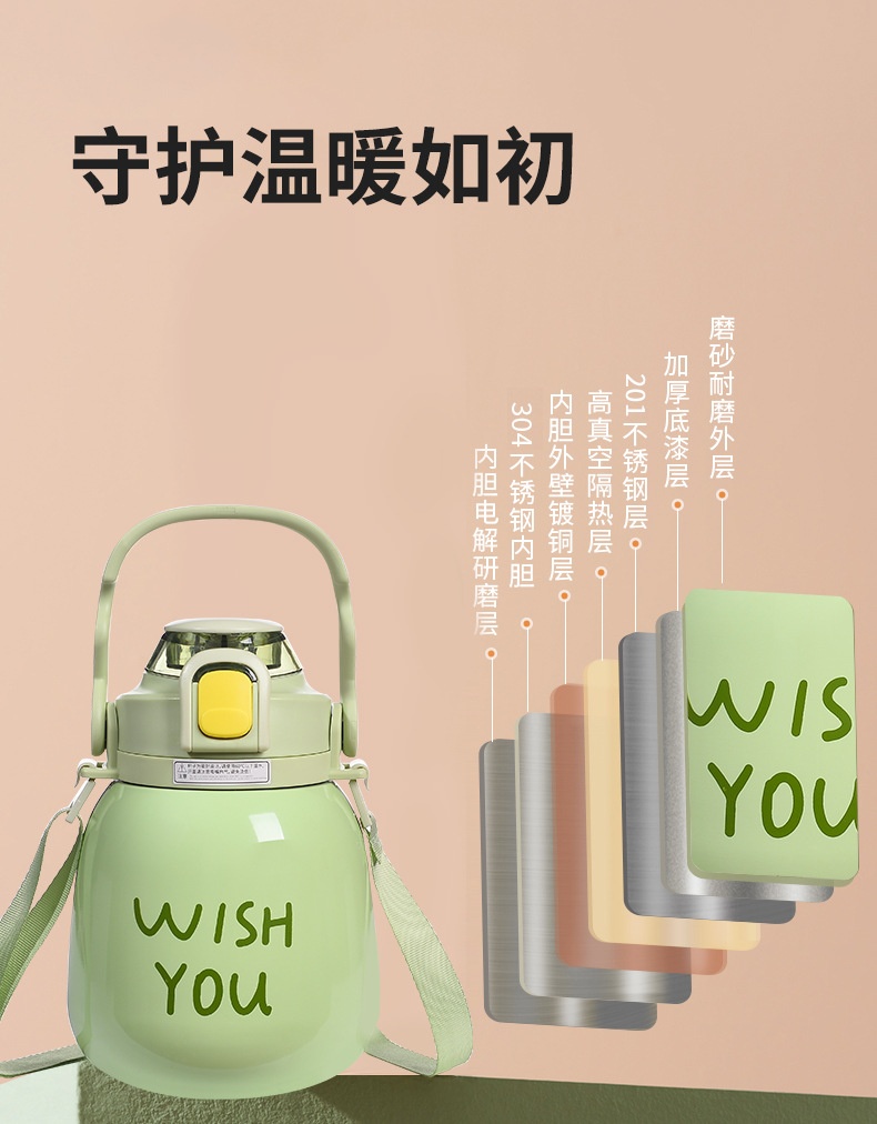 商品[国内直发] YeeCollene|易可邻大容量水杯女高颜值大肚杯保温杯学生礼品316不锈钢保温杯子1000ML,价格¥237,第7张图片详细描述