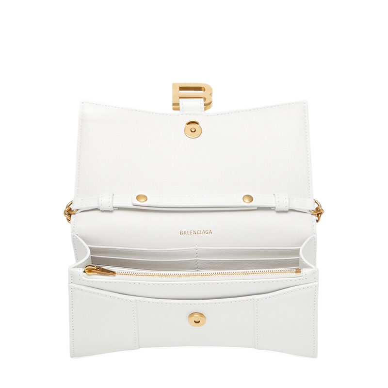 商品Balenciaga|Balenciaga/巴黎世家 HOURGLASS系列 女士迷你白色小牛皮金扣链条单肩斜挎沙漏型钱包6560501QJ4M9000,价格¥9444,第5张图片详细描述