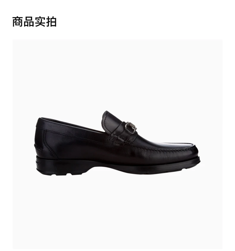 商品Salvatore Ferragamo|SALVATORE FERRAGAMO 男款黑色牛皮平底休闲鞋  0512707,价格¥2517,第4张图片详细描述