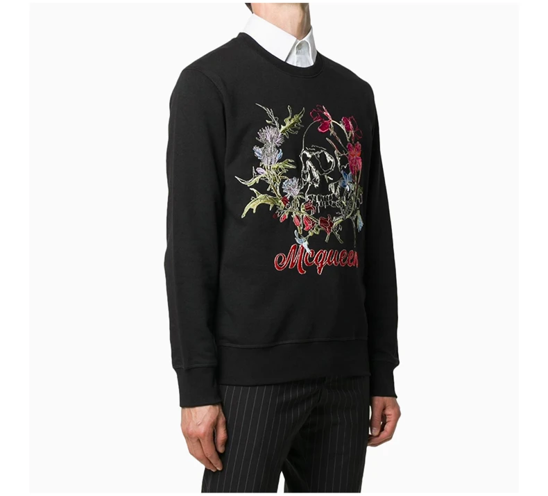 商品Alexander McQueen|ALEXANDER MCQUEEN 亚历山大·麦昆 男士黑色棉质针织衫/毛衣 626588-QPZ75-0901,价格¥3355,第7张图片详细描述