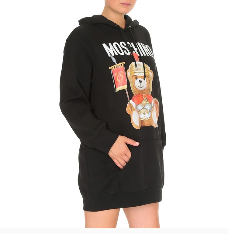 商品Moschino|Moschino 莫斯奇诺 女士黑色罗马泰迪熊卫衣式连衣裙 EV0427-5527-2555-912,价格¥2351,第8张图片详细描述
