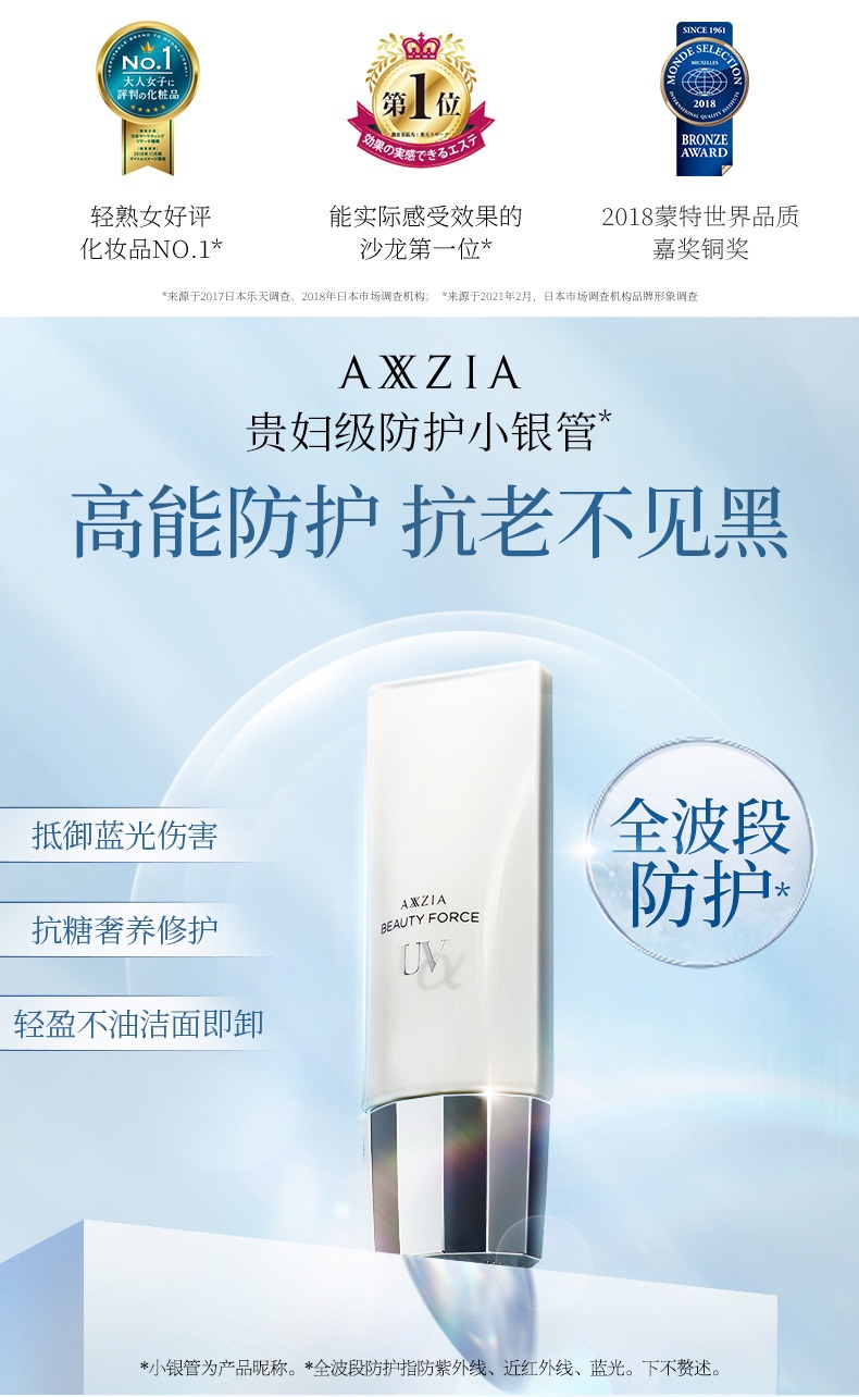 商品AXXZIA|新版AXXZIA晓姿UV隔离霜防紫外线二合一 养肤清爽面部防晒霜妆前乳,价格¥326,第1张图片详细描述