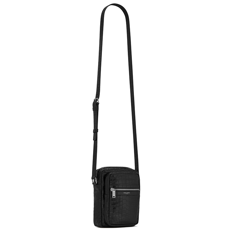 商品Yves Saint Laurent|SAINT LAURENT PARIS/圣罗兰 YSL SID系列 男女通用鳄鱼纹哑光小牛皮ysl压纹拉链可调节皮革肩带单肩手提挎包581700DZE0E1000,价格¥7012,第5张图片详细描述