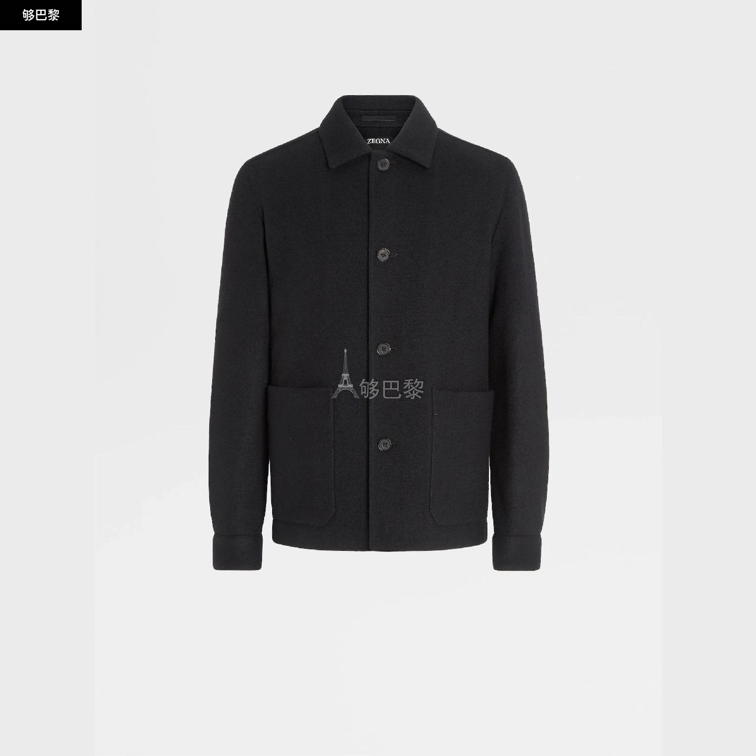 商品Zegna|【预售】 杰尼亚 24秋冬 男士 长袖衬衫 BLACK WOOL AND CASHMERE CHORE JACKET 450074-1DHAQ0,价格¥17954,第2张图片详细描述
