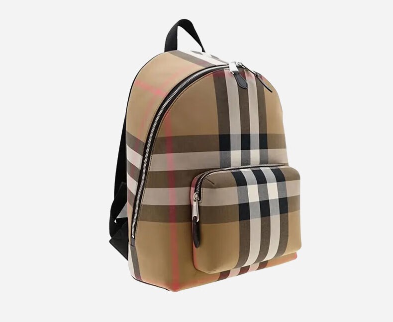 商品Burberry|【现货】博柏利 灰褐色纺织格纹装饰拉�链配口袋双肩包80845501,价格¥4536,第5张图片详细描述
