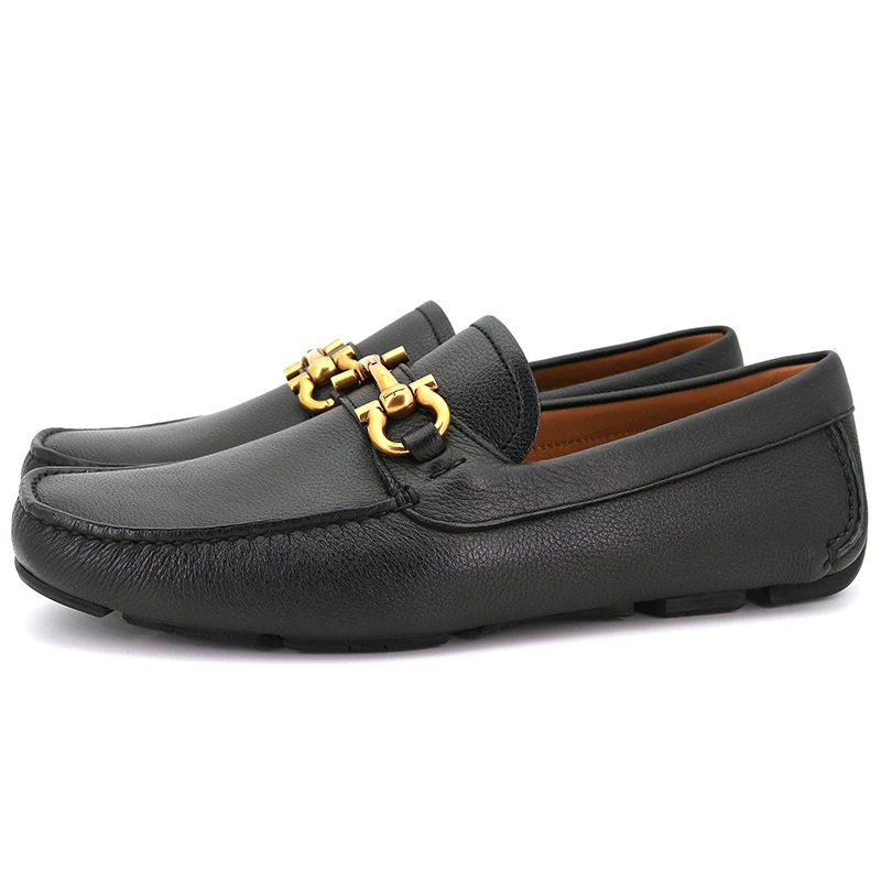 商品Salvatore Ferragamo|SALVATORE FERRAGAMO 男鞋黑色牛皮商务休闲皮鞋 0582753,价格¥2402,第6张图片详细描述