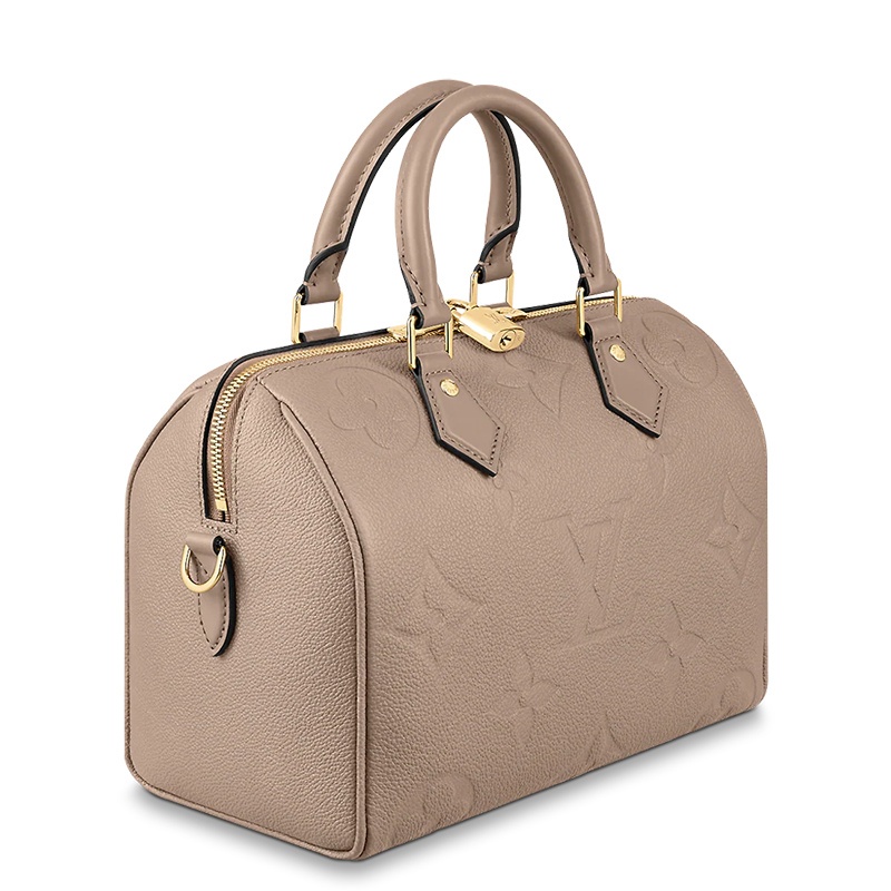 商品Louis Vuitton|【预售十天】Louis Vuitton/路易威登 SPEEDY 25系列 女士鸽子灰压纹粒面牛皮老花压花金扣单肩斜挎手提包M59273,价格¥19704,第3张图片详细描述