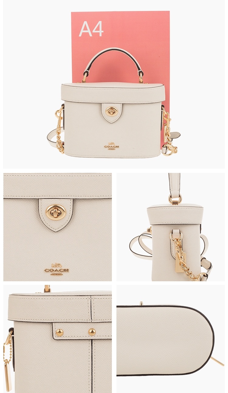商品[国内直发] Coach|COACH 奥莱款小号女士皮质单肩斜挎桶盒子包F76712IMCHK,价格¥2008,第4张图片详细描述