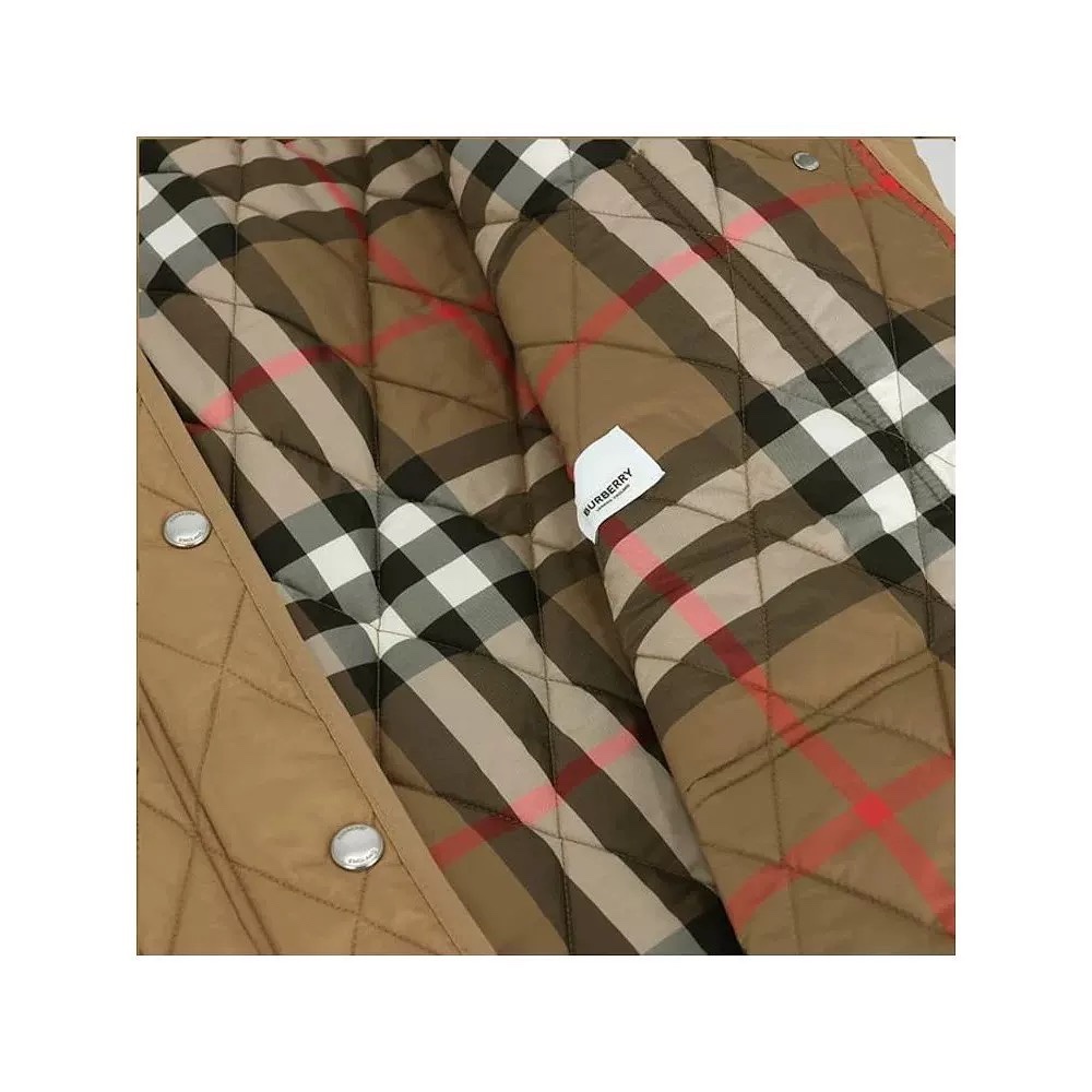 商品Burberry|Burberry博柏利 女士棕色聚酰胺绗缝徽标长款连帽棉服80945821,价格¥4011,第6张图片详细描述