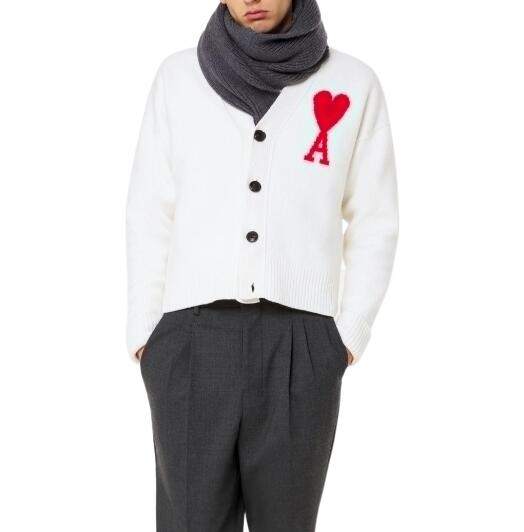 商品AMI|AMIPARIS 印花LOGO系扣长袖针织衫 男女同款 米白色黑色（香港仓发货）,价格¥2455,第11张图片详细描述