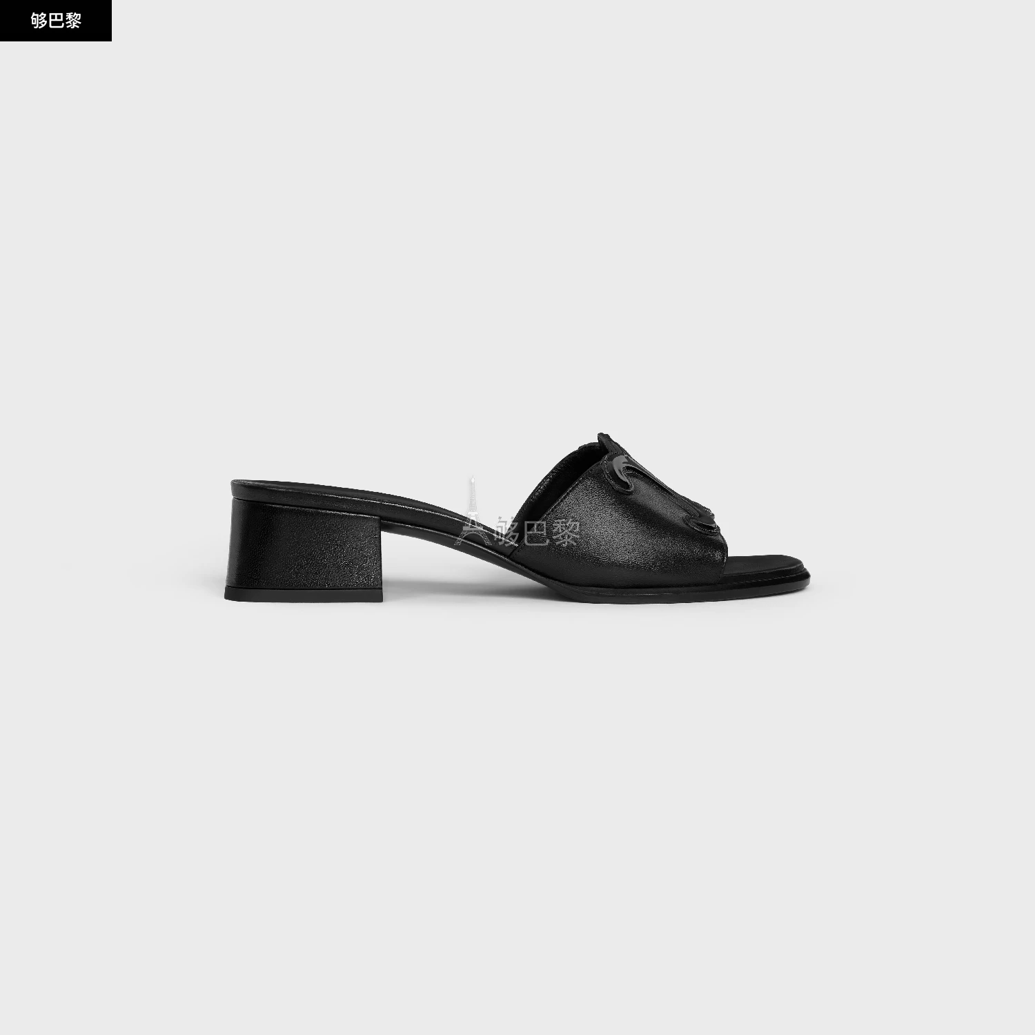 商品Celine|【预售】 赛琳 25春夏 女士 中跟凉鞋 CLEMENCE羊皮革和漆面牛皮革穆勒鞋 362355045C.38NO ,价格¥6920,第2张图片详细描述