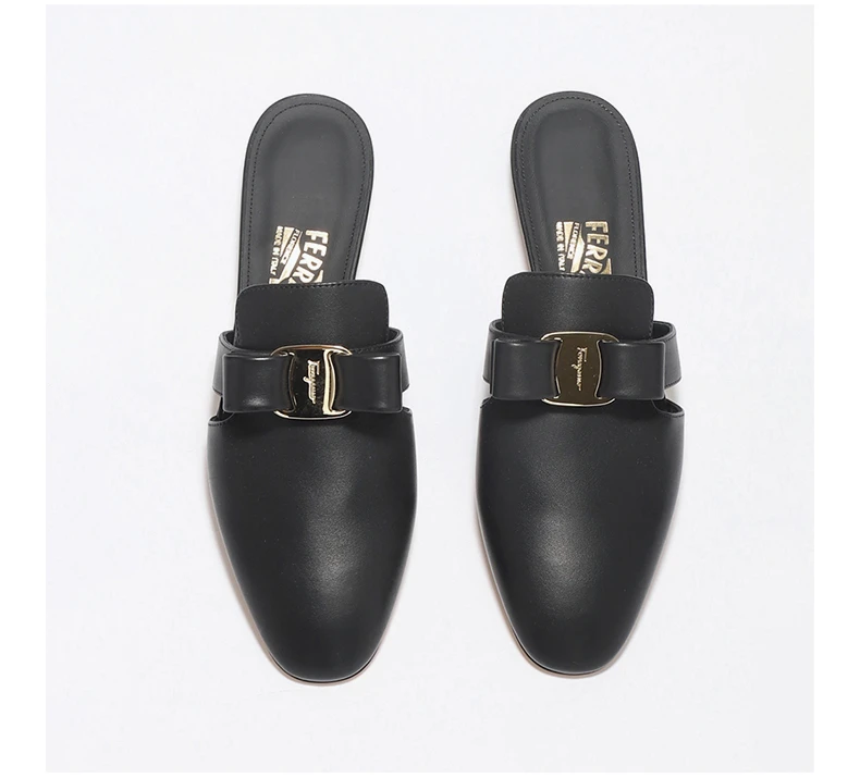 商品Salvatore Ferragamo|Salvatore Ferragamo 菲拉格慕 女士黑色牛皮拖鞋 01-P963-715346,价格¥2434,第7张图片详细描述