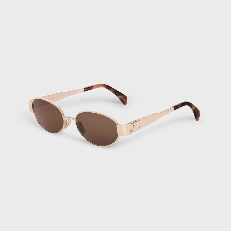 商品Celine|Celine/赛琳 女士玫瑰金/ 棕色金属太阳镜,价格¥2929,第4张图片详细描述