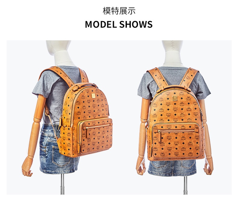 商品[国内直发] MCM|MCM Stark Visetos情侣款双肩包 干邑色MMKAAVE07CO001,价格¥5240,第6张图片详细描述