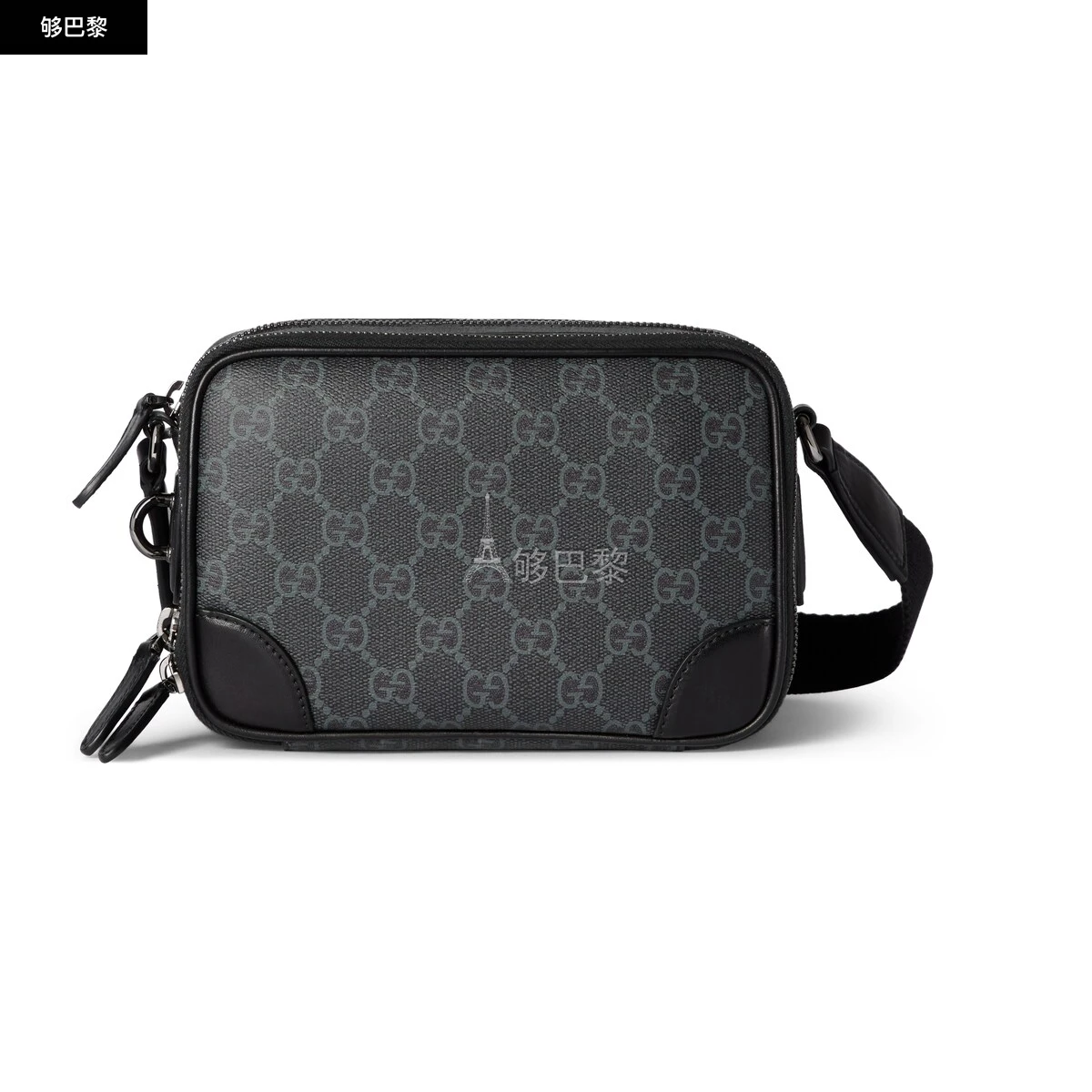 商品Gucci|【预售】 古驰 24秋冬 男士 单肩包 GG EMBLEM系列超迷你手袋 821217 FAED4 1000,价格¥13601,第2张图片详细描述