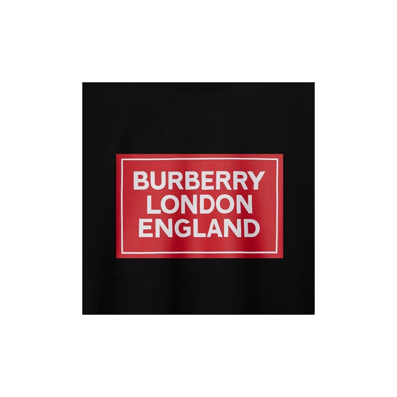 商品Burberry|【现货】博柏利 男士黑色棉质字母印花圆领直筒短袖T恤 80843371,价格¥1589,第4张图片详细描述