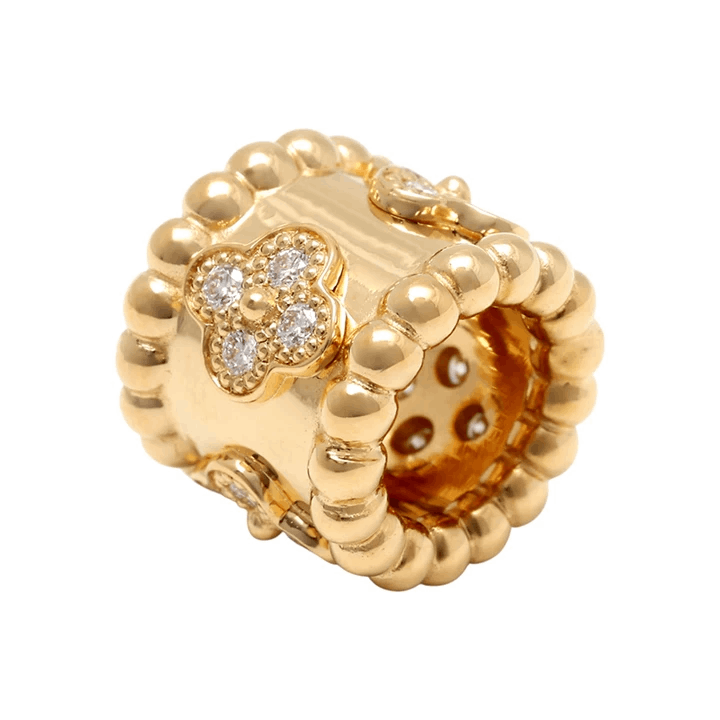 商品Van Cleef & Arpels| Van Cleef & Arpels/梵克雅宝  经典Perlée™三叶草系列 18K金黄金镶钻三叶草吊坠 VCARO3YG00（不含项链）,价格¥43539,第2张图片详细描述