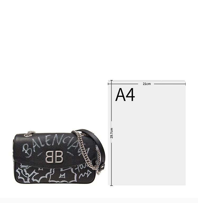 商品[国内直发] Balenciaga|Balenciaga 巴黎世家 女士黑色涂鸦印花单肩挎包 516919-0OTAN-1090,价格¥11162,第4张图片详细描述