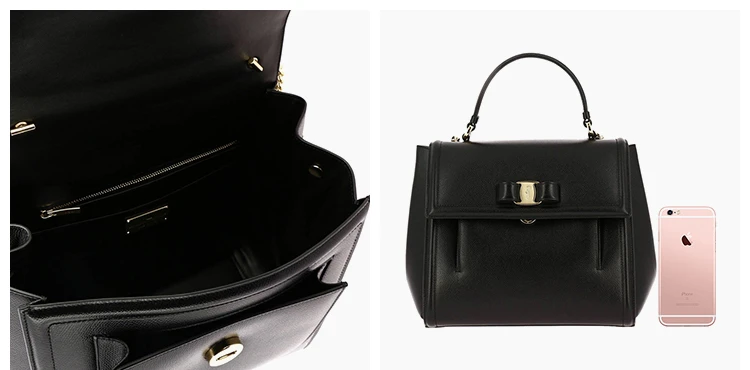 商品[国内直发] Salvatore Ferragamo|Salvatore Ferragamo 菲拉格慕 女士黑色皮质包袋 21-G697-674317,价格¥7654,第6张图片详细描述