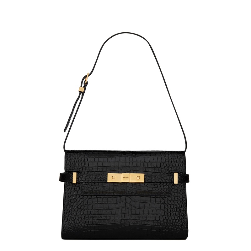 商品Yves Saint Laurent|SAINT LAURENT PARIS/圣罗兰 YSL  MANHATTAN系列 女士小号黑色鳄鱼压纹小牛皮手提单肩腋下包,价格¥16764,第2张图片详细描述