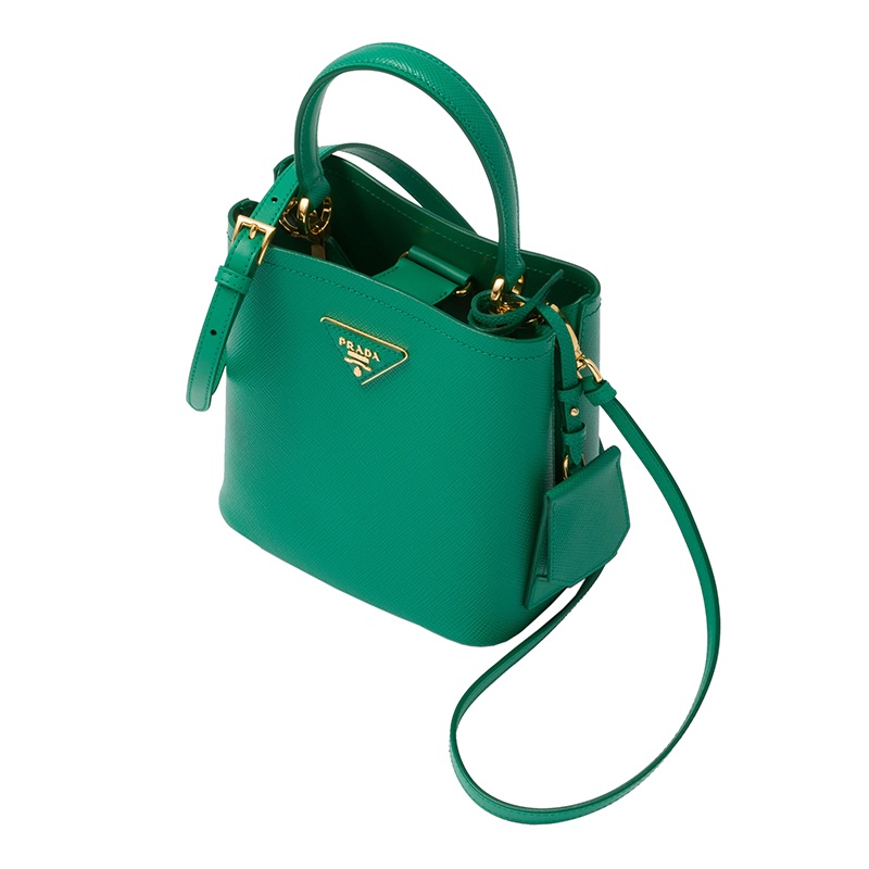 商品Prada|PRADA/普拉达 22新款 Panier系列 女士小号芒果绿saffiano皮革金色徽标磁扣拆卸肩带皮革手柄单肩手提斜挎包1BA217_2ERX_F0458_V_OOO,价格¥19656,第6张图片详细描述