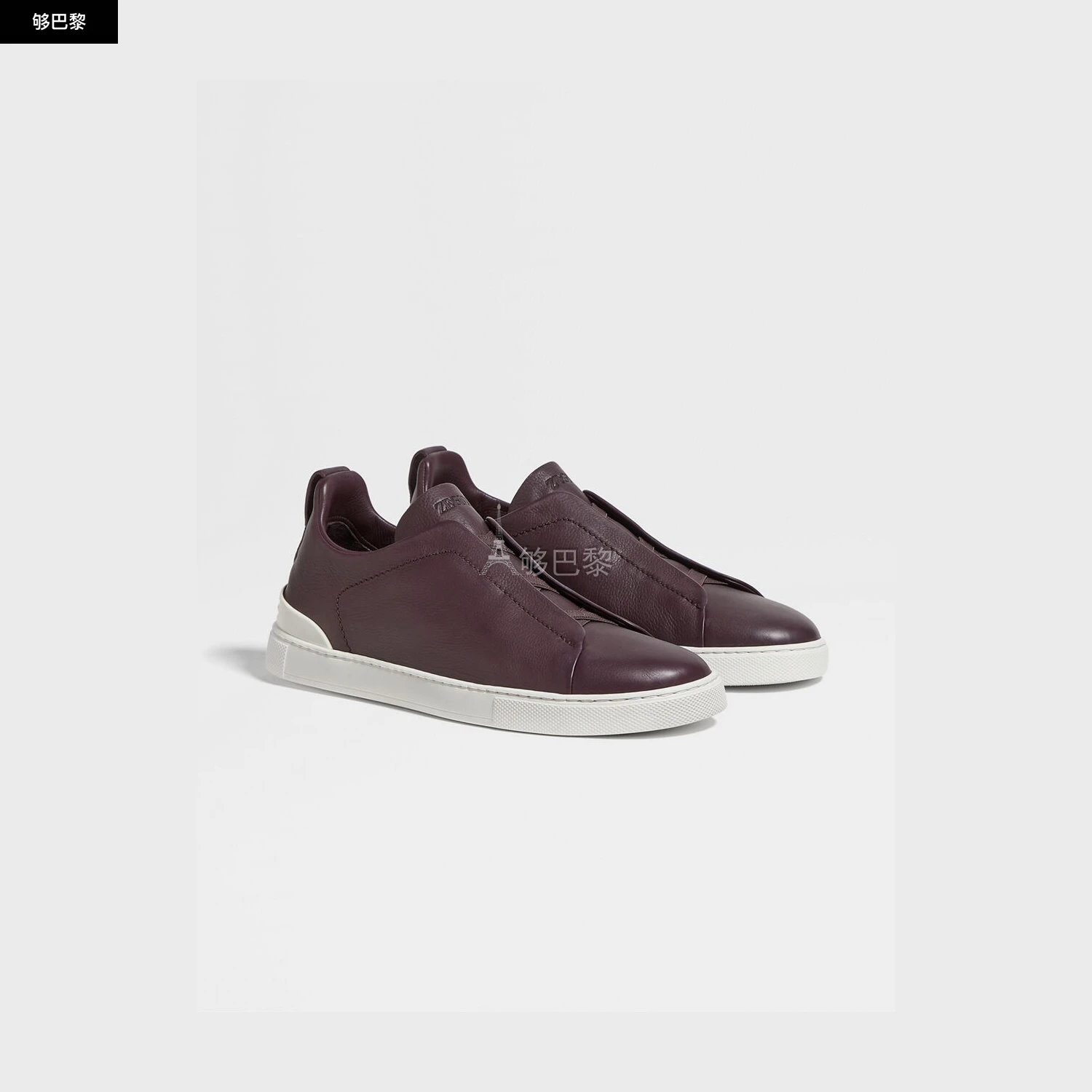 商品Zegna|【预售】 杰尼亚 25春夏 男士 休闲运动鞋 Dark Purple Triple Stitch™ SECONDSKIN Sneakers LHOTA-S5207Z-SBU,价格¥14857,第3张图片详细描述