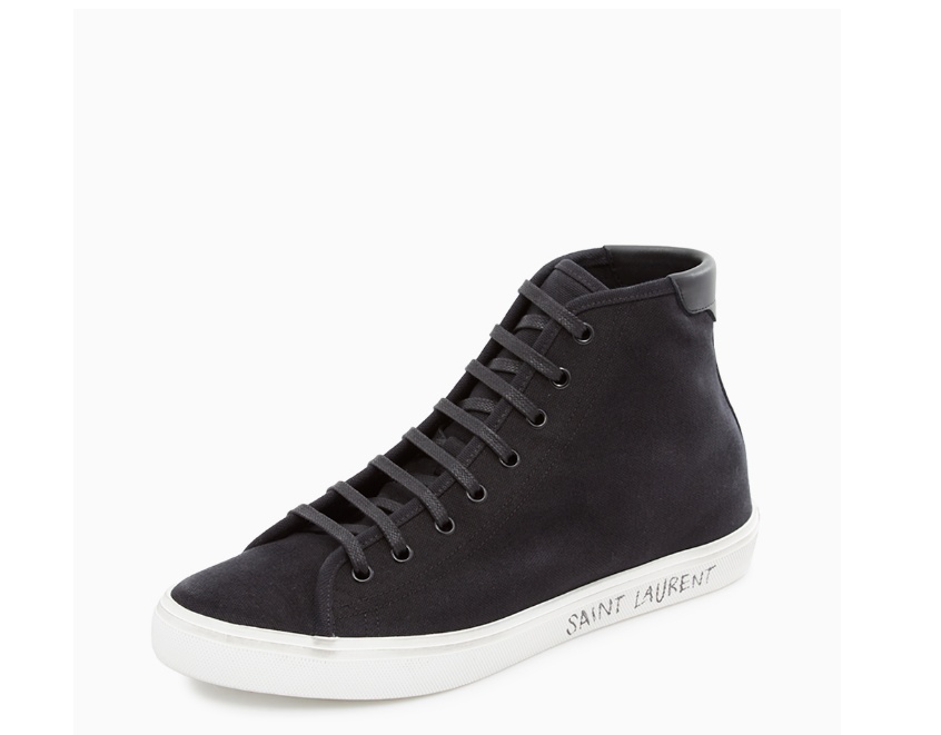 商品[国内直发] Yves Saint Laurent|YSL 黑色高帮男士帆布鞋 606075-GUZ20-1000,价格¥2873,第1张图片详细描述