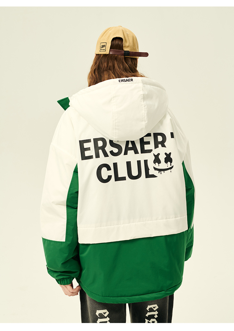 商品[国内直发] ERASER|ER拼接撞色中长款连帽棉服男女同款冬季情侣外套国潮牌休闲宽松面包服ERmy2255560,价格¥519,第11张图片详细描述