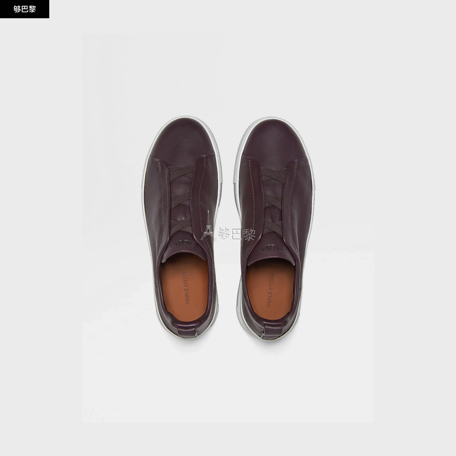 商品Zegna|【预售】 杰尼亚 25春夏 男士 休闲运动鞋 Dark Purple Triple Stitch™ SECONDSKIN Sneakers LHOTA-S5207Z-SBU,价格¥14857,第5张图片详细描述
