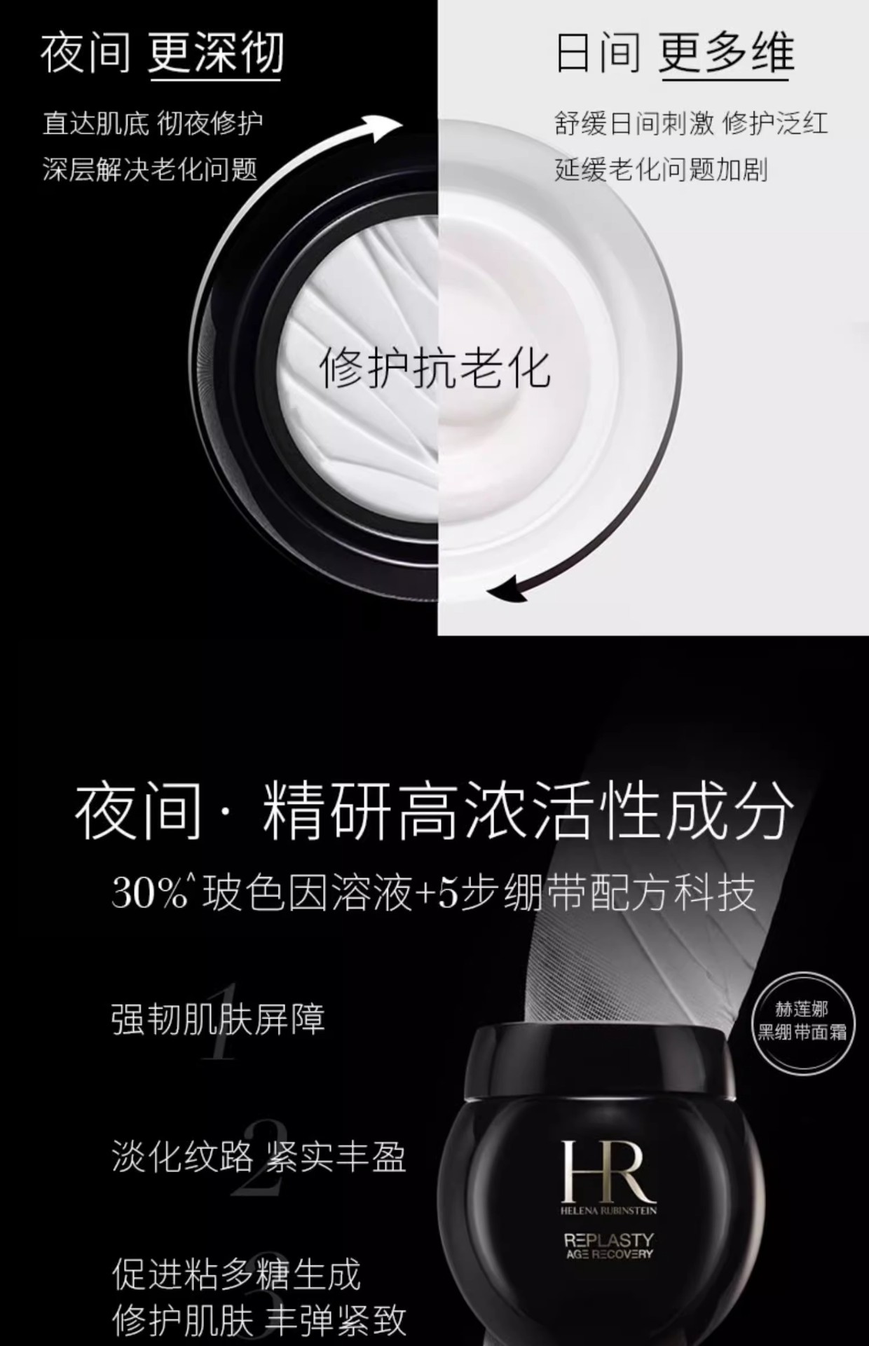 商品Helena Rubinstein|赫莲娜HR白绷带舒缓面霜50ml+黑绷带修复面霜 50ml 舒缓敏感抚褪细纹【香港直邮】,价格¥4106,第5张图片详细描述