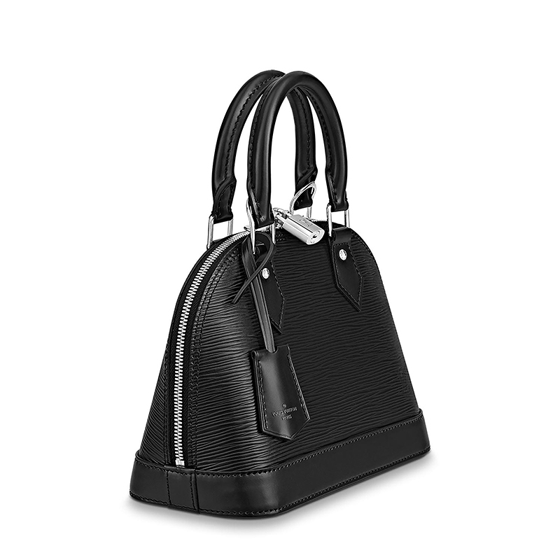 商品Louis Vuitton|预售10天 Louis Vuitton/路易威登 经典款ALMA BB系列 女士黑色水波纹牛皮革银扣银锁配可拆卸肩带拉链开合单肩斜挎手提包M40862,价格¥13786,第3张图片详细描述