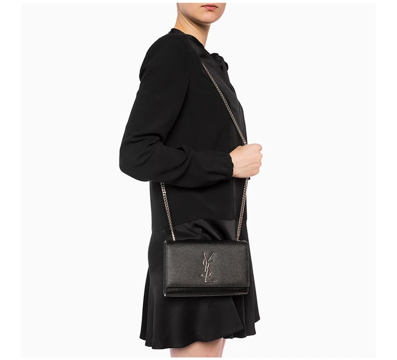 商品[国内直发] Yves Saint Laurent|YSL 圣罗兰 KATE系列女士金属LOGO装饰翻盖小号单肩斜挎链条包 469390-BOW0N-1000,价格¥20034,第7张图片详细描述