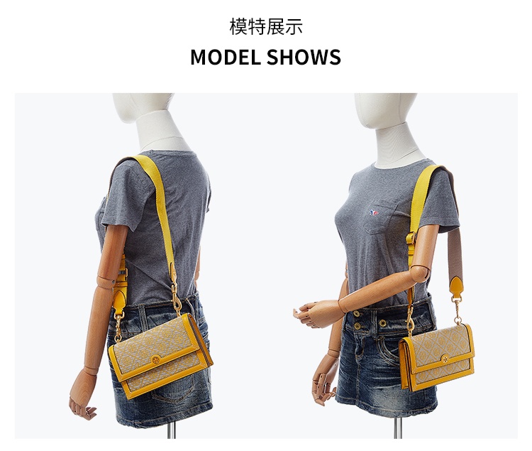 商品[国内直发] Tory Burch|托里·伯奇TORY BURCH 奢侈品 TB 女士女士经典印花黄色帆布配皮单肩斜挎包风琴包 81000-703,价格¥3953,第6张图片详细描述