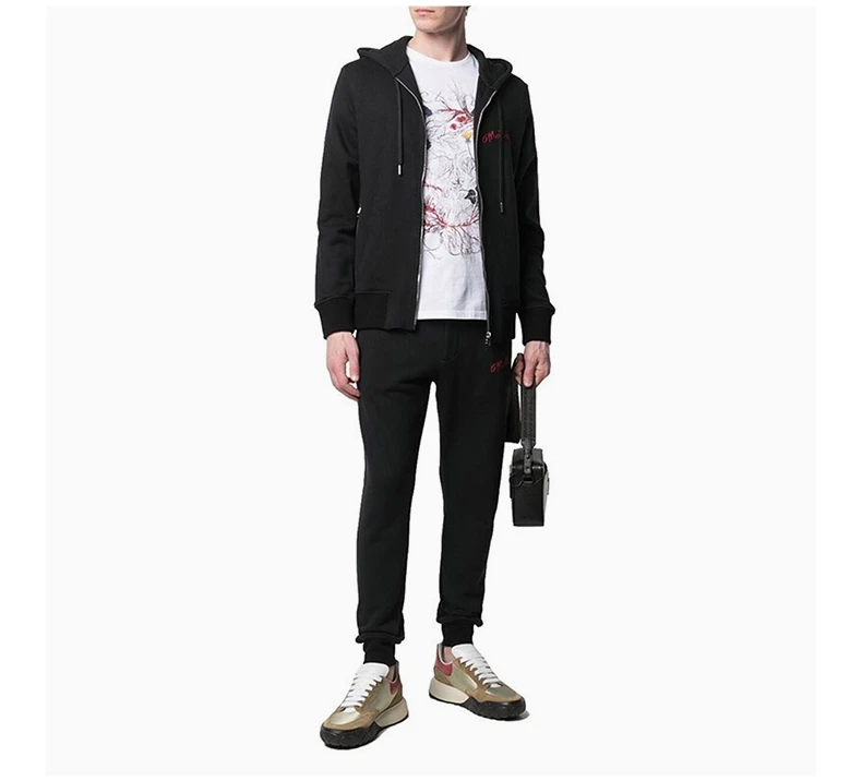 商品[国内直发] Alexander McQueen|ALEXANDER MCQUEEN 男士黑色棉质前拉链连帽外套 599617-QRX82-1000,价格¥6545,第8张图片详细描述