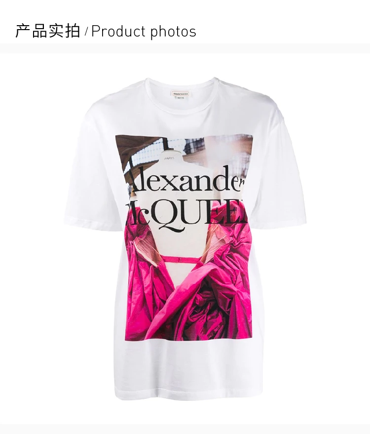 商品Alexander McQueen|ALEXANDER MCQUEEN 印花女士T恤 610895-QZAAZ-0900,价格¥1691,第5张图片详细描述