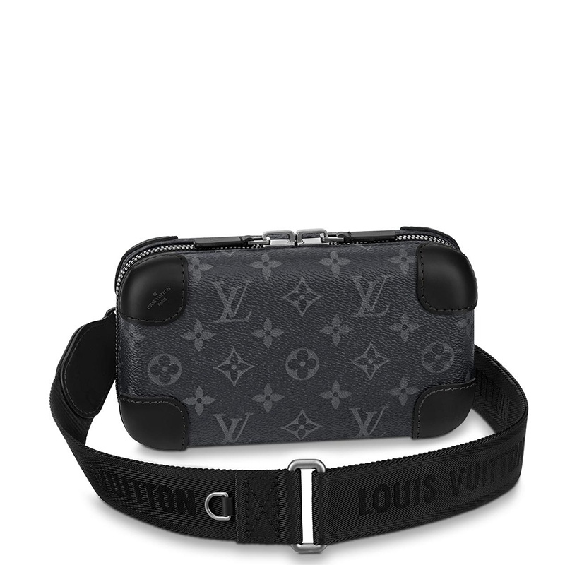 商品Louis Vuitton|预售10天 Louis Vuitton/路易威登 22春夏新款HORIZON CLUTCH系列 男士经典爆款老花帆布黑色牛皮织物饰边银扣拉链开合单肩斜挎盒子包M45579,价格¥17851,第2张图片详细描述