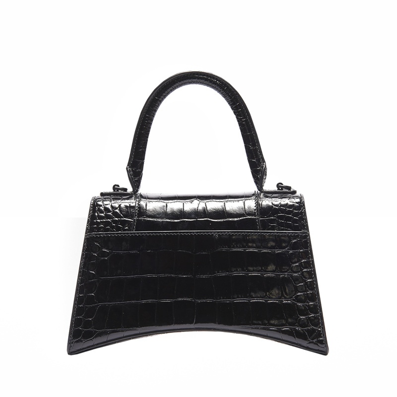 商品Balenciaga|Balenciaga/巴黎世家 20Hourglass 女士迷你黑色鳄鱼压纹亮面小牛皮单肩手提包沙漏包 5928331LR671000,价格¥16871,第2张图片详细描述