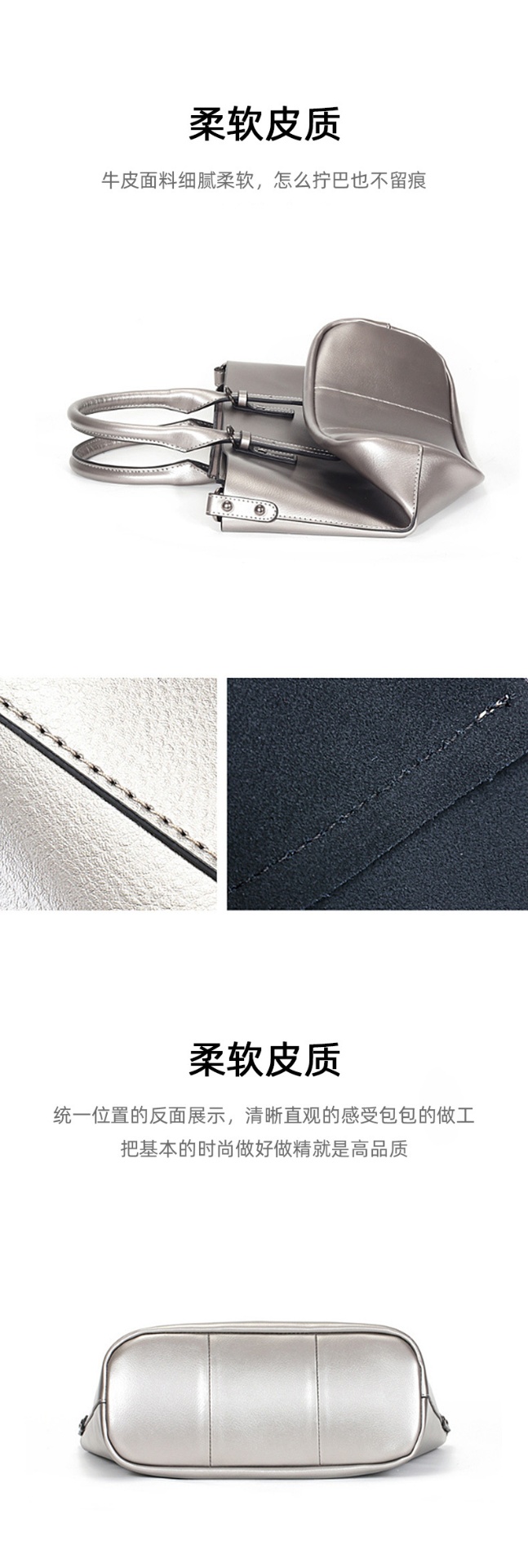 商品[国内直发] GLENVINTEN|格岚云顿女包新款2022新款时尚欧美大容量斜挎包牛皮通勤托特单肩包,价格¥285,第4张图片详细描述