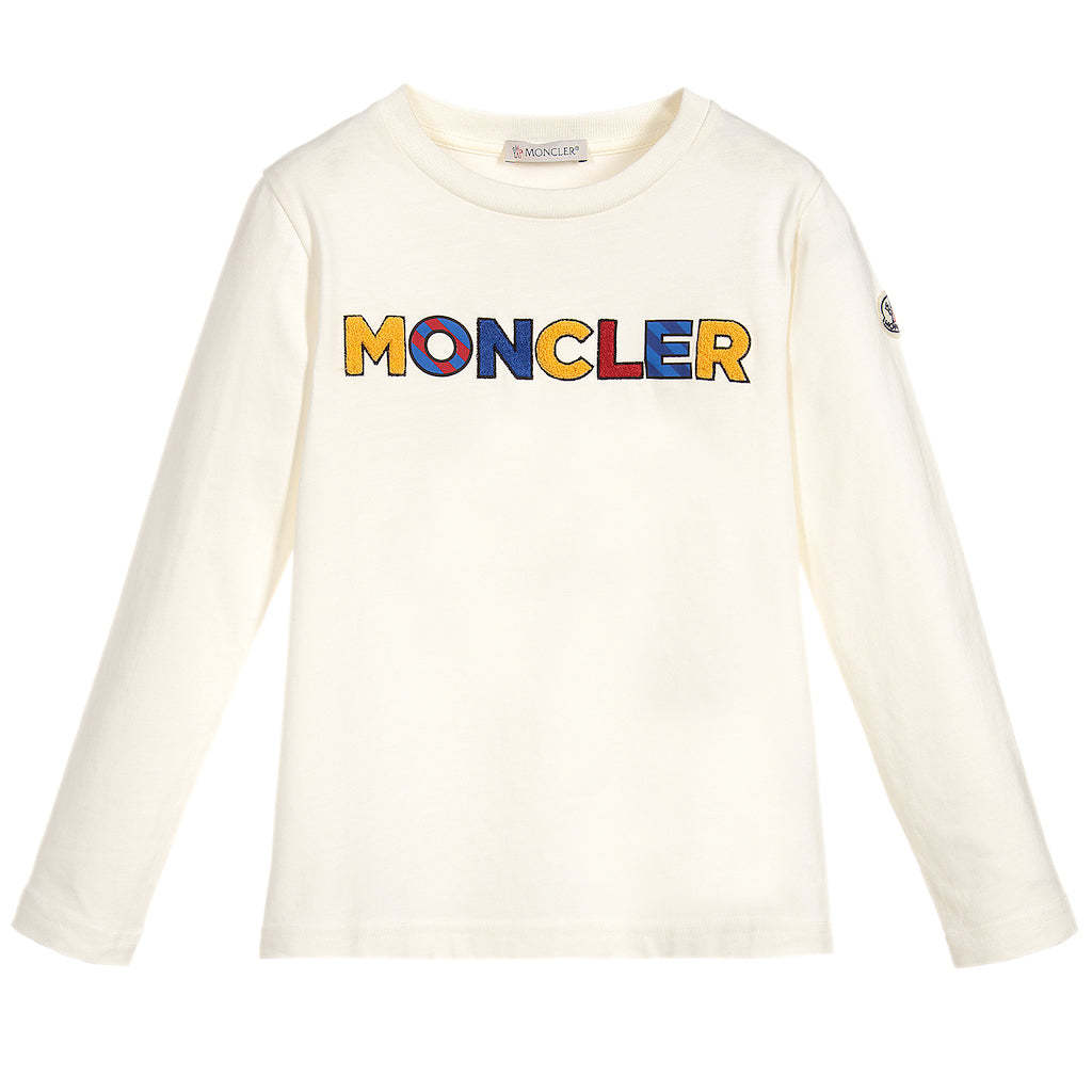 商品Moncler|MONCLER 男童白色棉质长袖T恤 8021450-83092-034,价格¥727,第3张图片详细描述