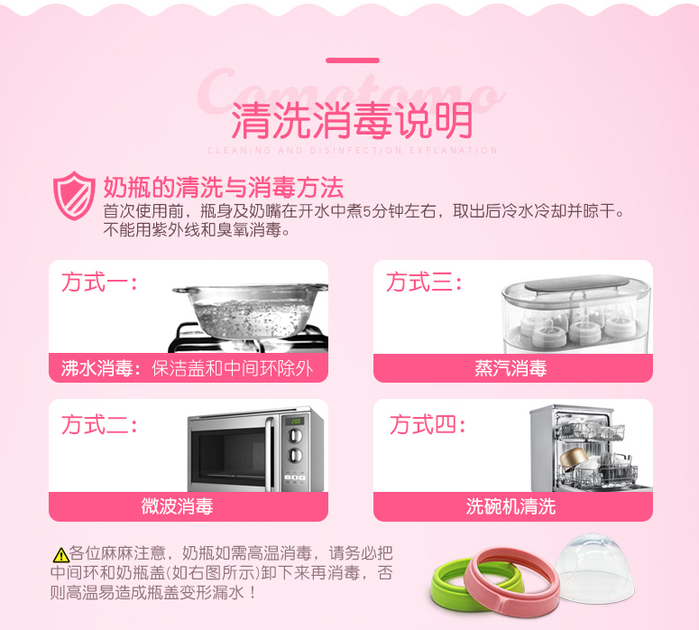 �商品Comotomo|婴儿宽口硅胶妈妈奶瓶 绿色 250ml 两只装,价格¥178,第6张图片详细描述
