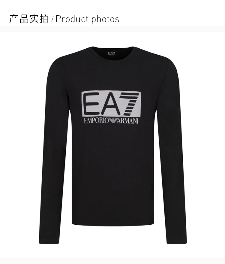 商品Emporio Armani|Emporio Armani 安普里奥 阿玛尼 EA7男士长袖T恤黑色 3GPT64-J03Z-1200,价格¥425,第5张图片详细描述