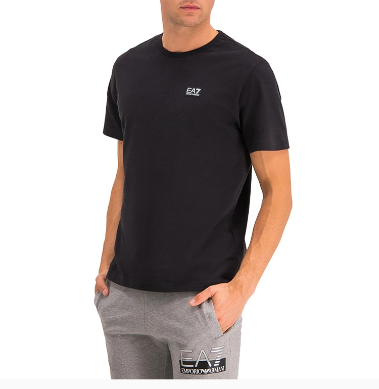 商品Emporio Armani|Emporio Armani 安普里奥 阿玛尼 男士黑色棉质经典LOGO款圆领短袖T恤 6GPT38-J2AZ-1200,价格¥371,第4张图片详细描述