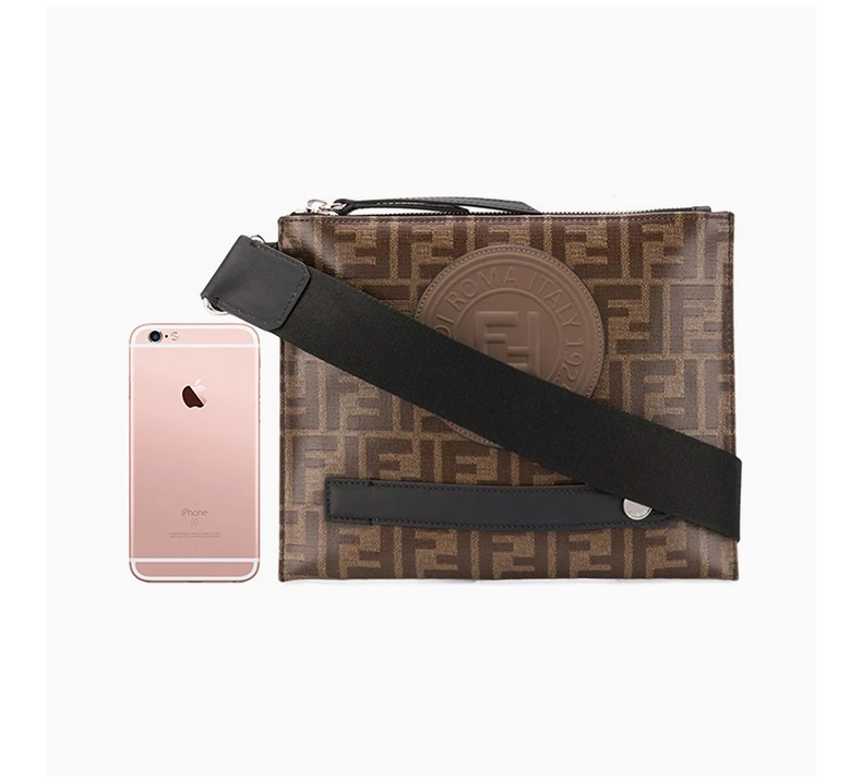 商品[国内直发] Fendi|Fendi 芬迪 男士棕色牛皮复古logo印花手拿包 7VA437-A5K4-F14TW,价格¥5272,第10张图片详细描述
