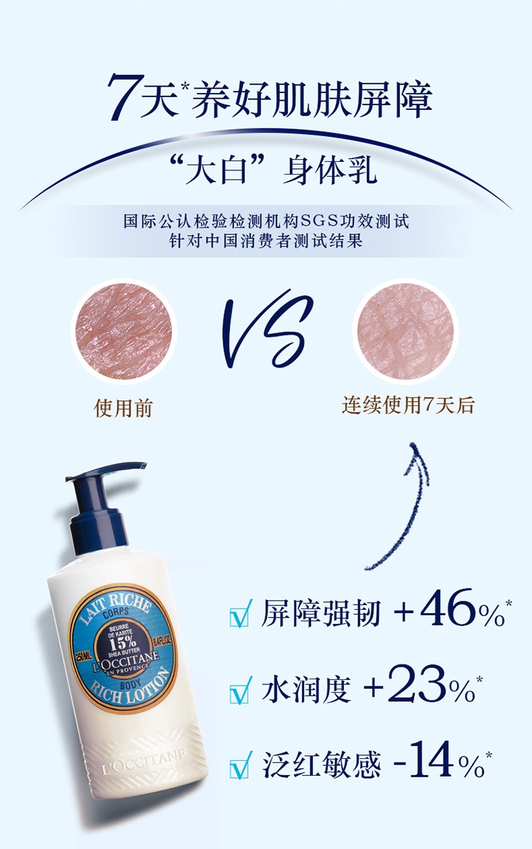 商品L'Occitane|L'occitane欧舒丹乳木果润肤露250ml 身体乳,价格¥221,第6张图片详细描��述