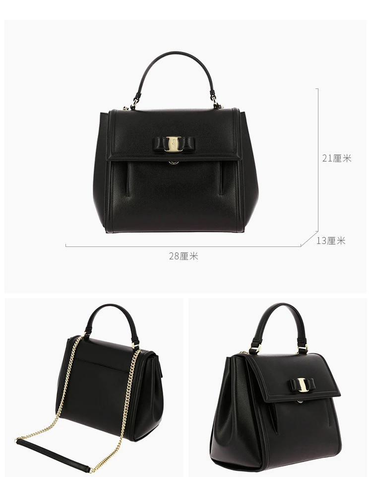 商品[国内直发] Salvatore Ferragamo|Salvatore Ferragamo 菲拉格慕 女士黑色皮质包袋 21-G697-674317,价格¥7654,第5张图片详细描述