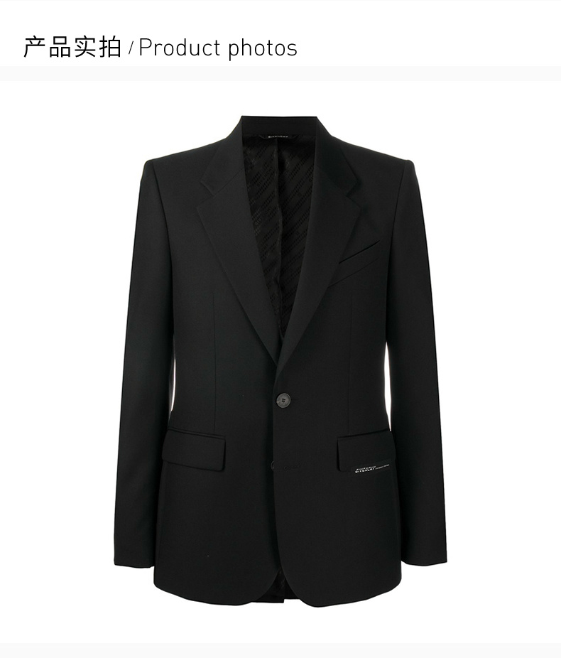 商品[国内直发] Givenchy|GIVENCHY 纪梵希 男士黑色羊毛西装 BM308C1Y8K-001,价格¥8031,第4张图片详细描述