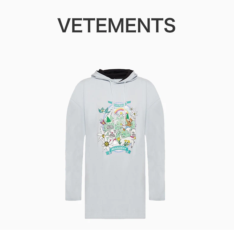 商品Vetements|VETEMENTS 女士浅蓝色印花棉质连帽卫衣 UAH20TR698-BLUE,价格¥2233,第2张图片详细描述